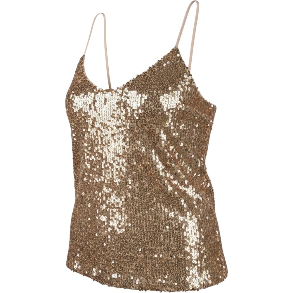Sunday in Brooklyn Anthropologie Gold Sequin Camisole V-Neck Top Medium